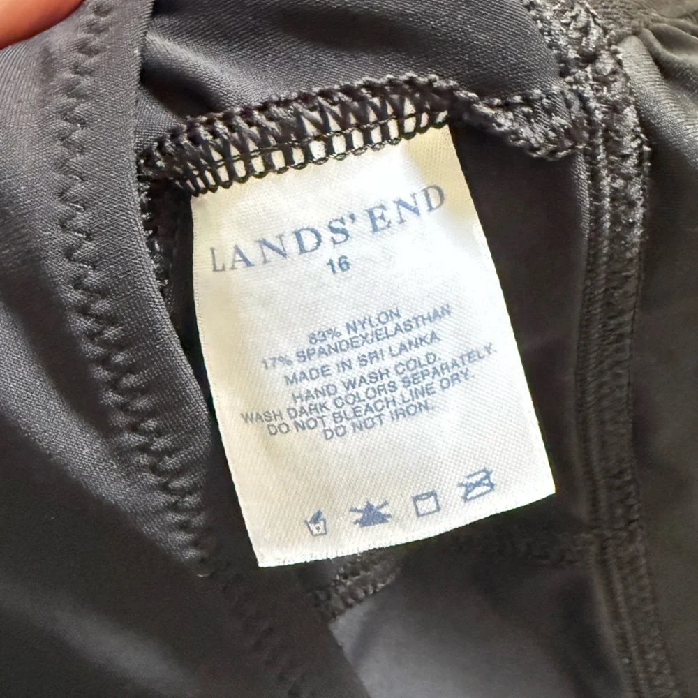 Lands' End‎ tankini halter top 16 Swimsuit Pool Black Beach Minimalist Outdoor